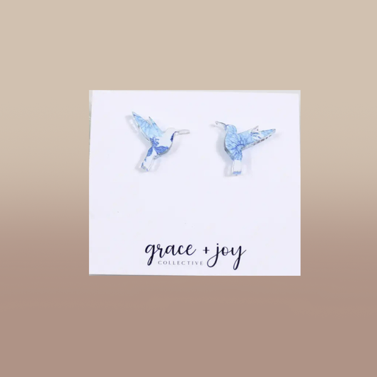 Hummingbird Stud Earring, Acrylic Earrings
