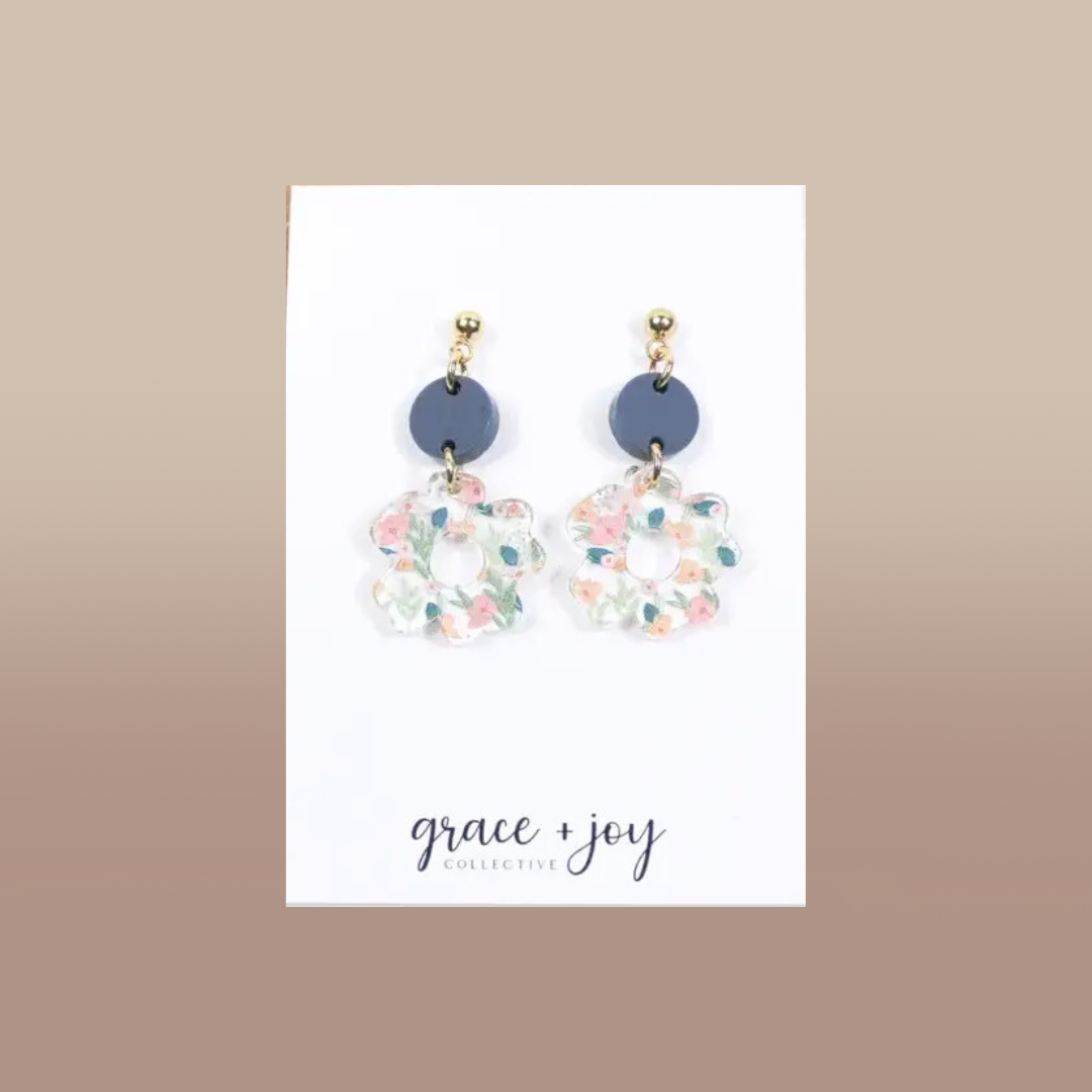 Double Layer Spring Floral Earrings, Acrylic Earrings