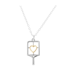 Born to Rally Pickleball Heart Two Tone Necklace